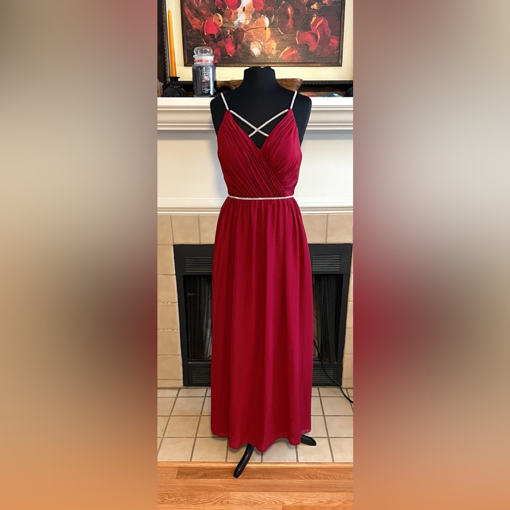 Christina Wu Collections Red and “Crystal” Accents Party Dress